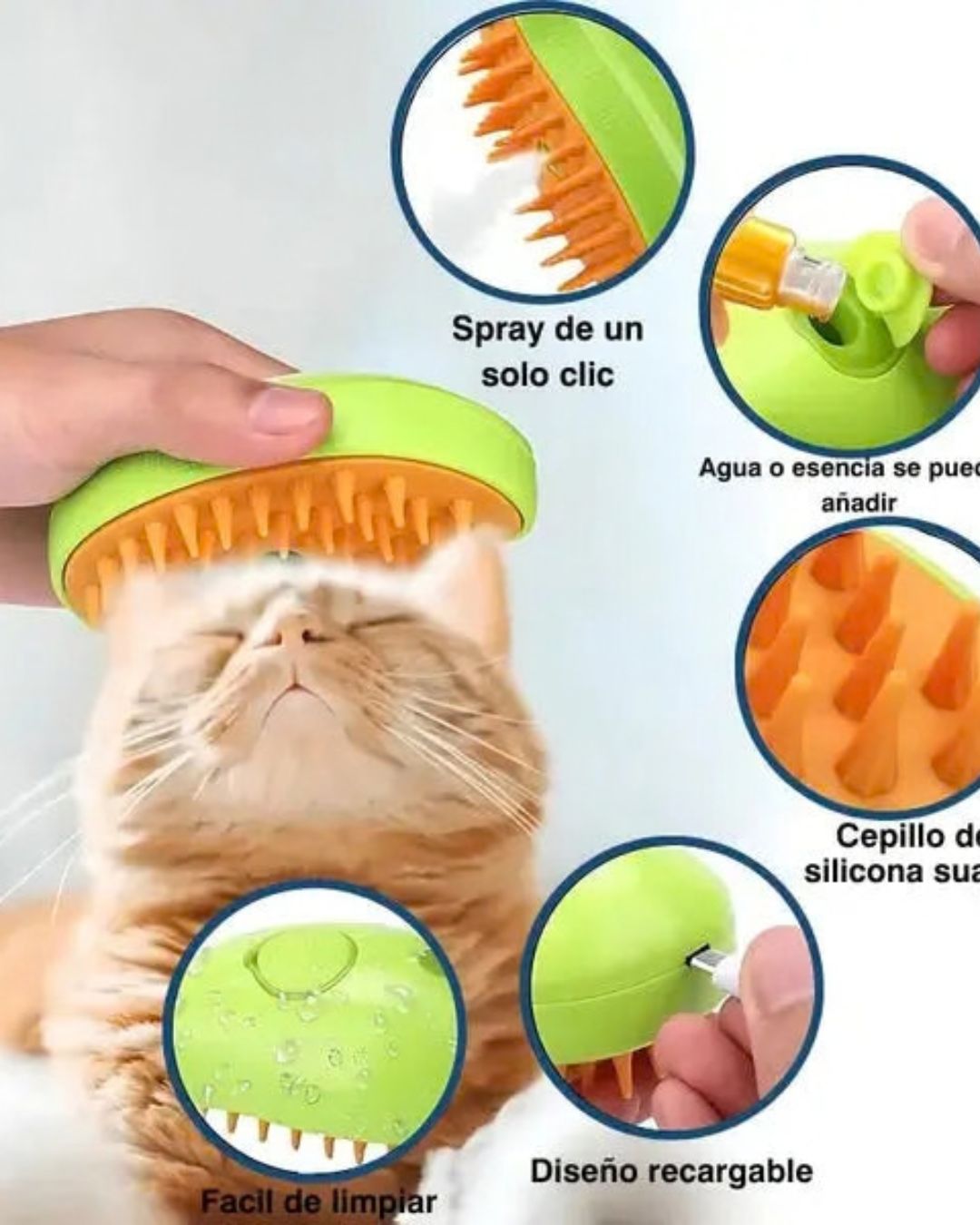 Cepillo Vaporizador 3 en 1 para mascotas