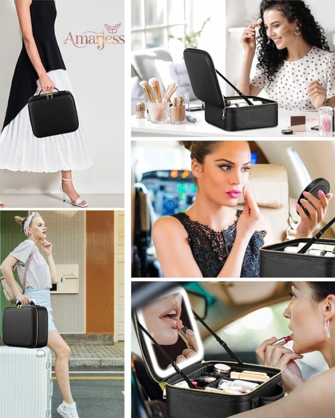 Cosmetiquera con Espejo y Luz LED