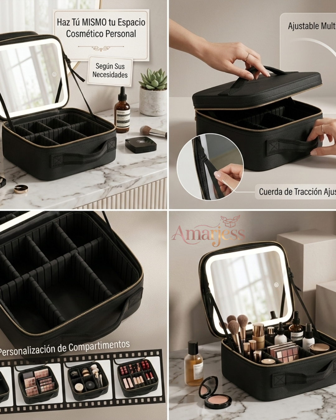 Cosmetiquera con Espejo y Luz LED